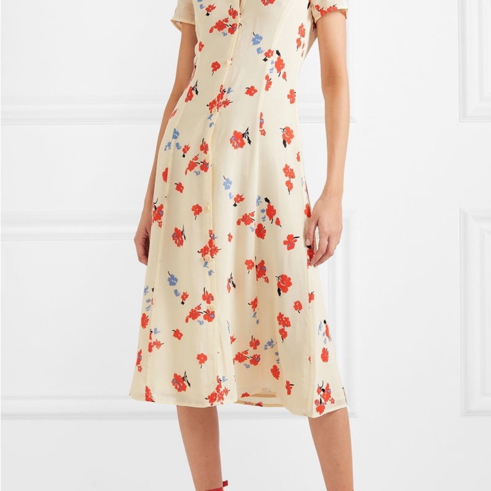 Reformation Sheila Floral-Print Georgette Midi Dress